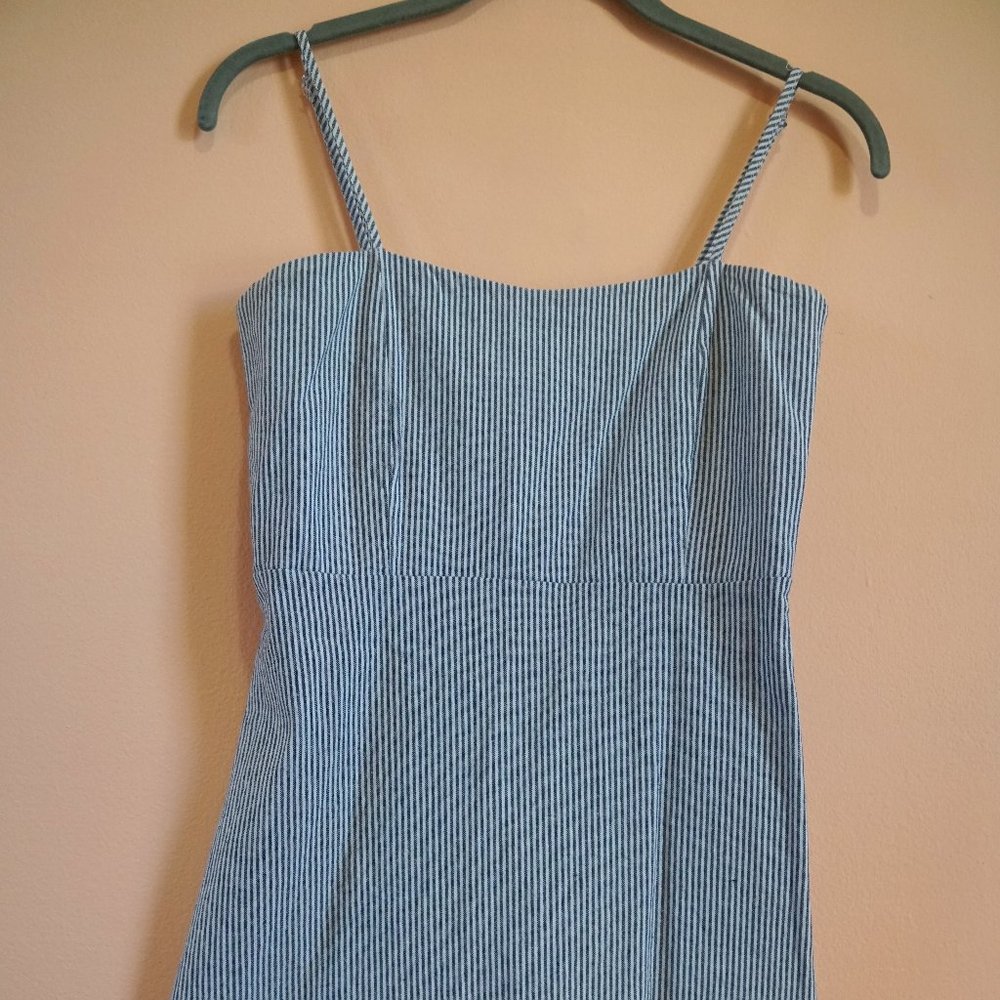 Brandy Melville navy and white striped dress